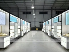 White Perfume Wall Display With Digital Sign Panels