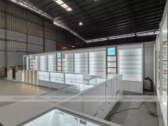 White Perfume Wall Display With Glass Test Counter