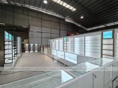 White Perfume Wall Display With Glass Test Counter