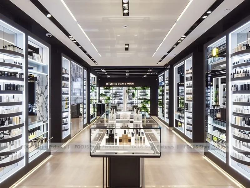 White Perfume Wall Gallery With Slim Black Frames