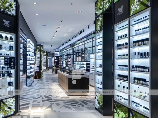 White Perfume Wall Gallery With Slim Black Frames