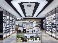 White Perfume Wall Gallery With Slim Black Frames