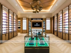 Woodgrain Optical Gallery Interior with Boutique Centerpiece Counter