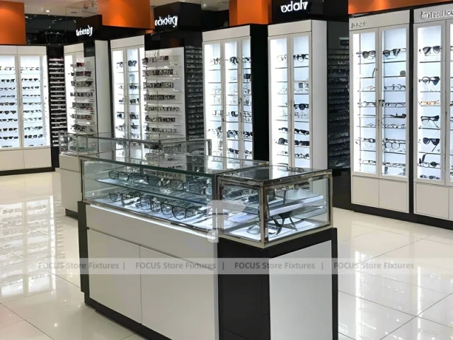 Amber Column Vision Retail Zone with Mirror-Lined Walkway
