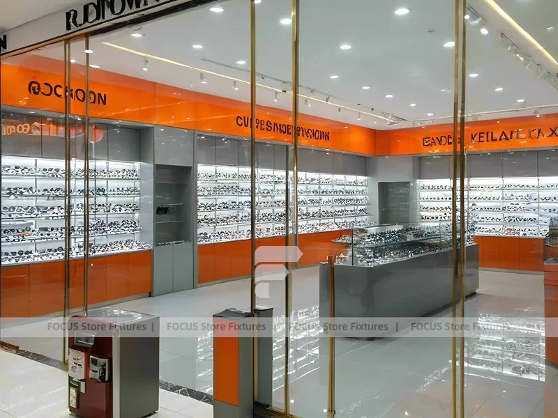 Amber Corridor Vision Retail Passage with Slim Center Display Tables