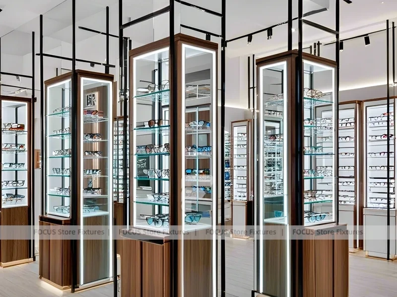 Architectural Emerald Optical Display Corridor with Vertical Lighting Spine
