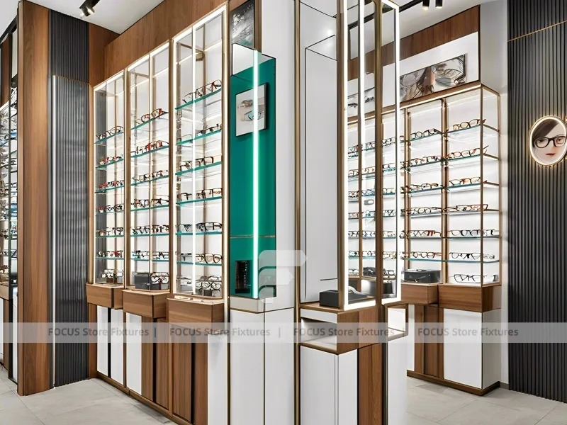 Architectural Emerald Optical Display Corridor with Vertical Lighting Spine