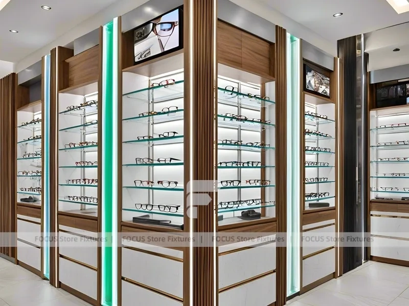 Architectural Emerald Optical Display Corridor with Vertical Lighting Spine