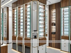 Architectural Emerald Optical Display Corridor with Vertical Lighting Spine