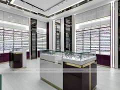 Aubergine White Eyewear Wall Gallery with White Glass Island