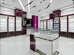Aubergine White Eyewear Wall Gallery with White Glass Island