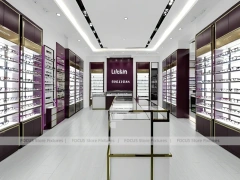 Aubergine White Eyewear Wall Gallery with White Glass Island