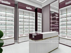 Aubergine White Vision Retail Interior with White Glass Island