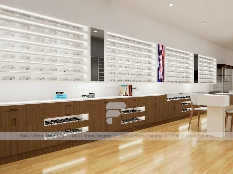 Blush Accent Optical Concept Fixture with Glass Shopfront Entry