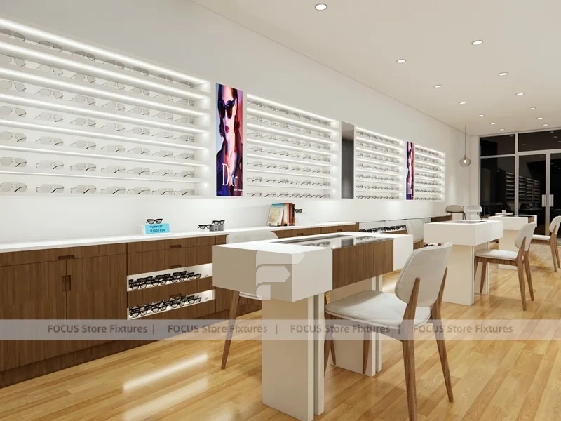 Blush Accent Optical Concept Fixture with Glass Shopfront Entry