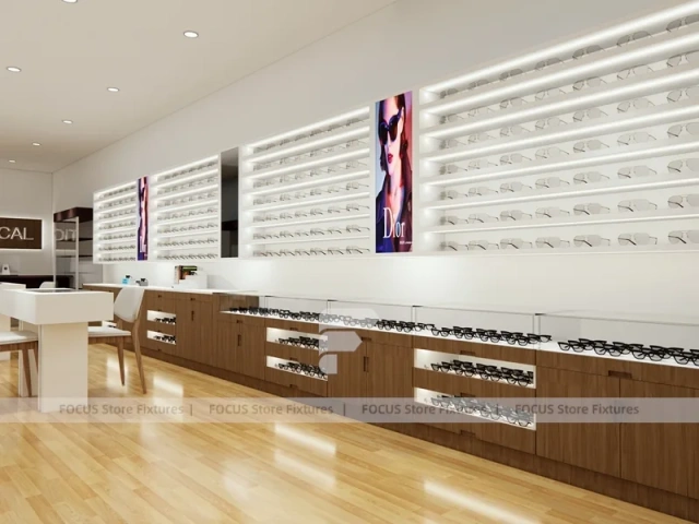 Blush Accent Optical Concept Fixture with Glass Shopfront Entry