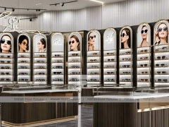 Blush Accent Optical Consultation Boutique with Poster-Lit Display Wall