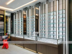 Blush Accent Optical Consultation Lounge with Arched Display Alcoves
