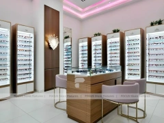Blush Accent Optical Consultation Lounge with Arched Display Alcoves