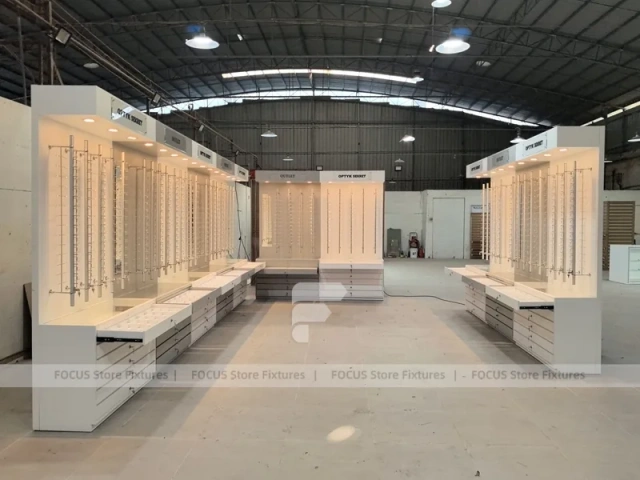 Blush Accent Optical Fixture System with Freestanding Sample Rack