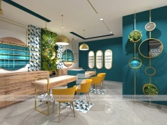 Blush Accent Optical Lounge Studio with Neutral Consultation Seating