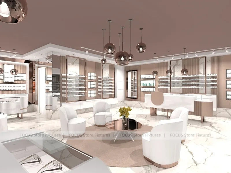 Blush Accent Optical Lounge Studio with Sofa Conversation Area