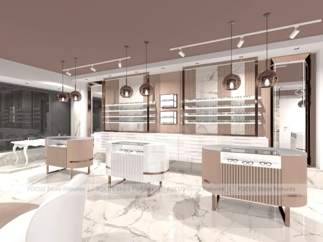 Blush Accent Optical Lounge Studio with Sofa Conversation Area