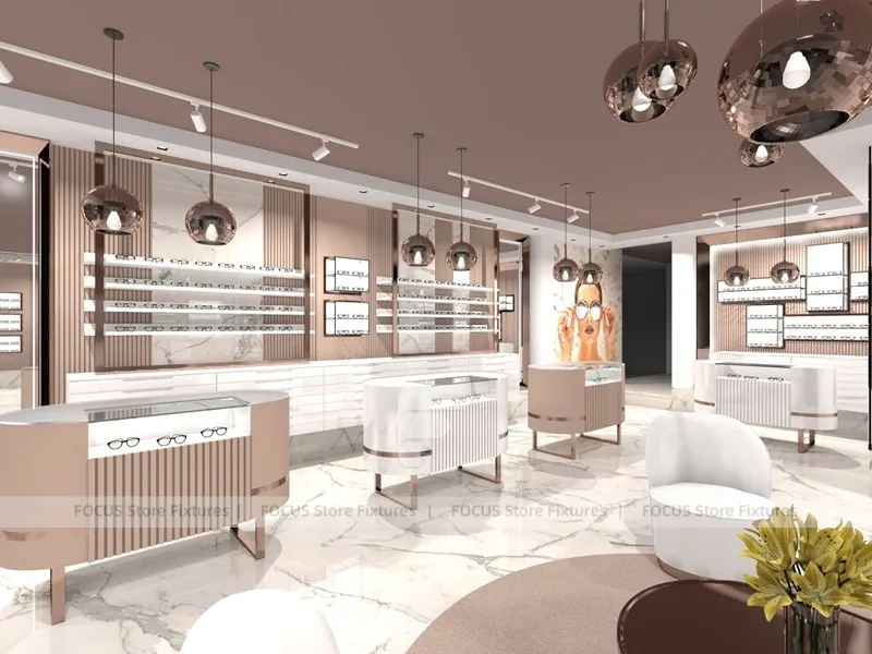 Blush Accent Optical Lounge Studio with Sofa Conversation Area