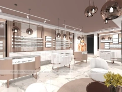 Blush Accent Optical Lounge Studio with Sofa Conversation Area