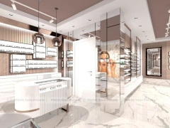 Blush Accent Optical Lounge Studio with Sofa Conversation Area