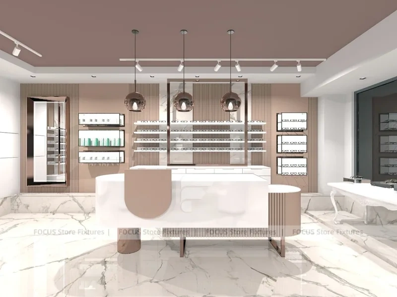 Blush Accent Optical Lounge Studio with Sofa Conversation Area