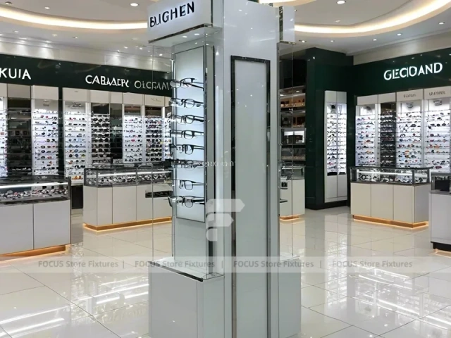 Blush Accent Optical Mall Display for Premium Eyewear Boutique