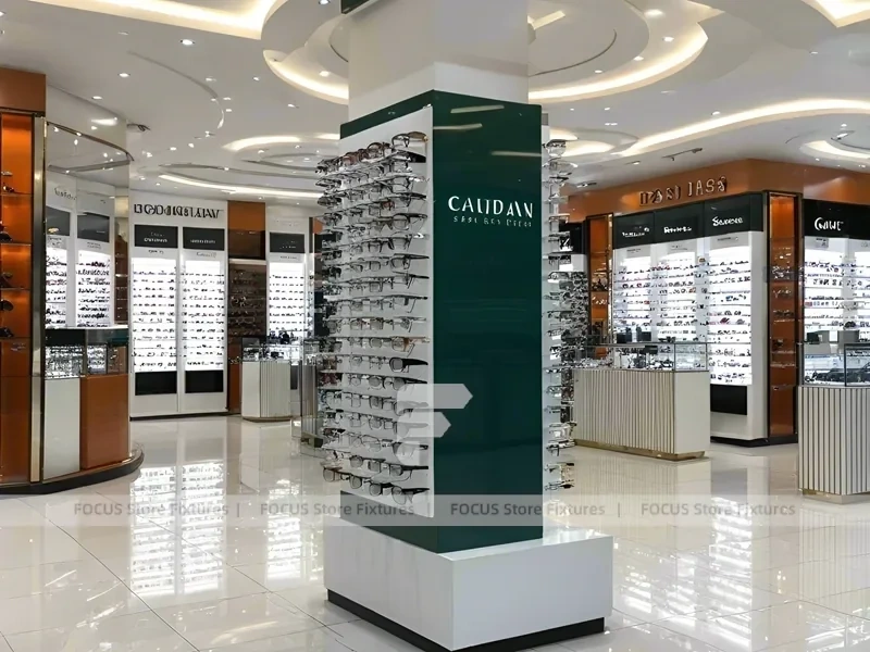 Blush Accent Optical Mall Display for Premium Eyewear Boutique