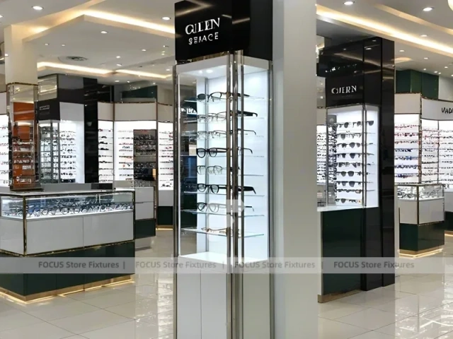 Blush Accent Optical Mall Display for Premium Eyewear Boutique