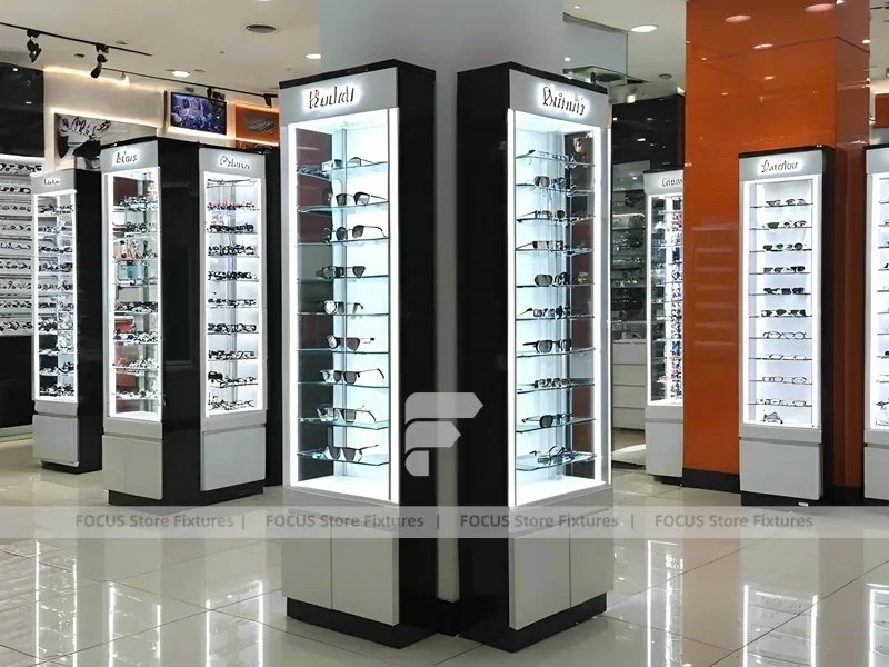 Blush Accent Optical Mall Display with Column Display Modules