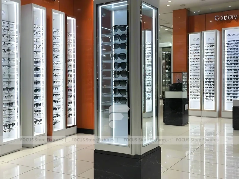 Blush Accent Optical Mall Display with Column Display Modules