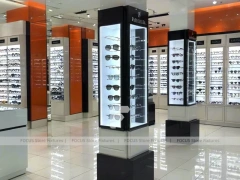 Blush Accent Optical Mall Display with Illuminated Pillar Towers