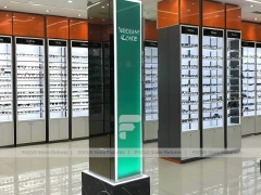 Blush Accent Optical Mall Display with Open Mall Showcase