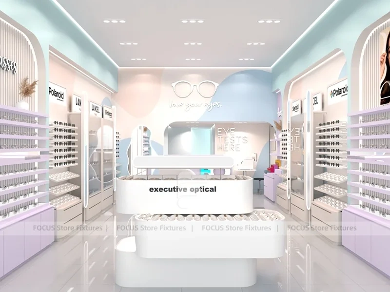 Blush Accent Optical Storefront Concept with Rounded Entry Portal