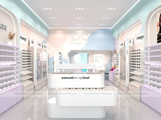 Blush Accent Optical Storefront Concept with Rounded Entry Portal