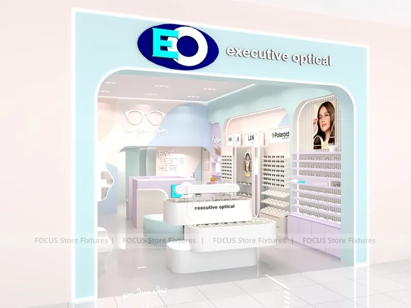 Blush Accent Optical Storefront Concept with Rounded Entry Portal