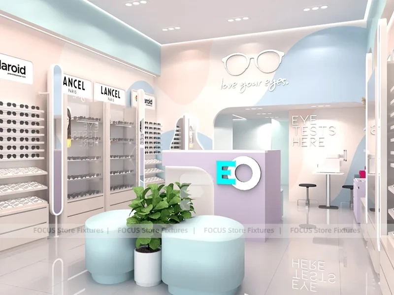 Blush Accent Optical Storefront Concept with Rounded Entry Portal