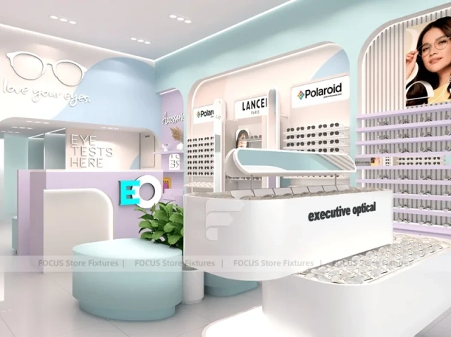 Blush Accent Optical Storefront Concept with Rounded Entry Portal