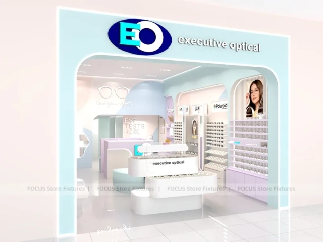 Blush Accent Optical Storefront Concept with Rounded Entry Portal