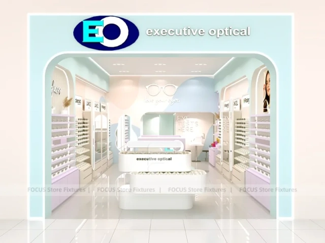 Blush Accent Optical Storefront Concept with Rounded Entry Portal