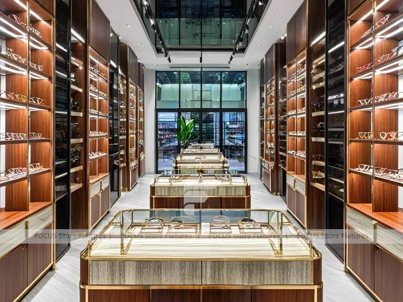 Boutique Bronze Vision Retail Passage with Framed Wall Cabinets