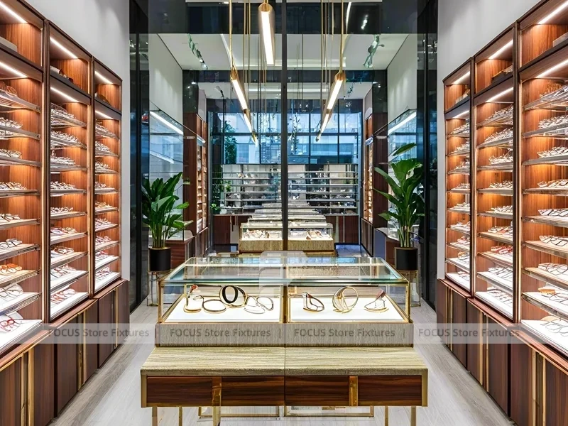 Boutique Bronze Vision Retail Passage with Framed Wall Cabinets