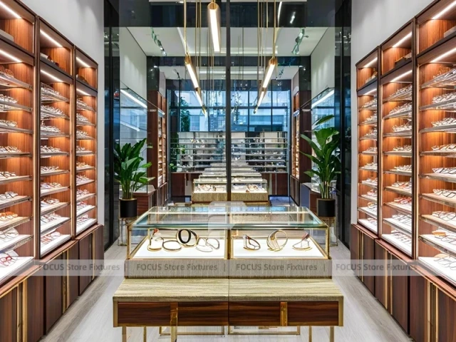 Boutique Bronze Vision Retail Passage with Framed Wall Cabinets