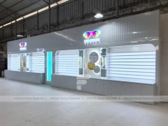 Concept White Eyewear Store Concept with Branded Rail Wall