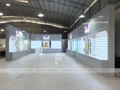 Concept White Eyewear Store Concept with Branded Rail Wall